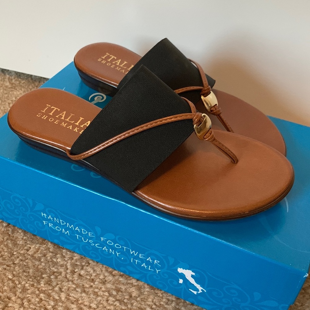 Italian Shoemakers Black & Brown Flipflops